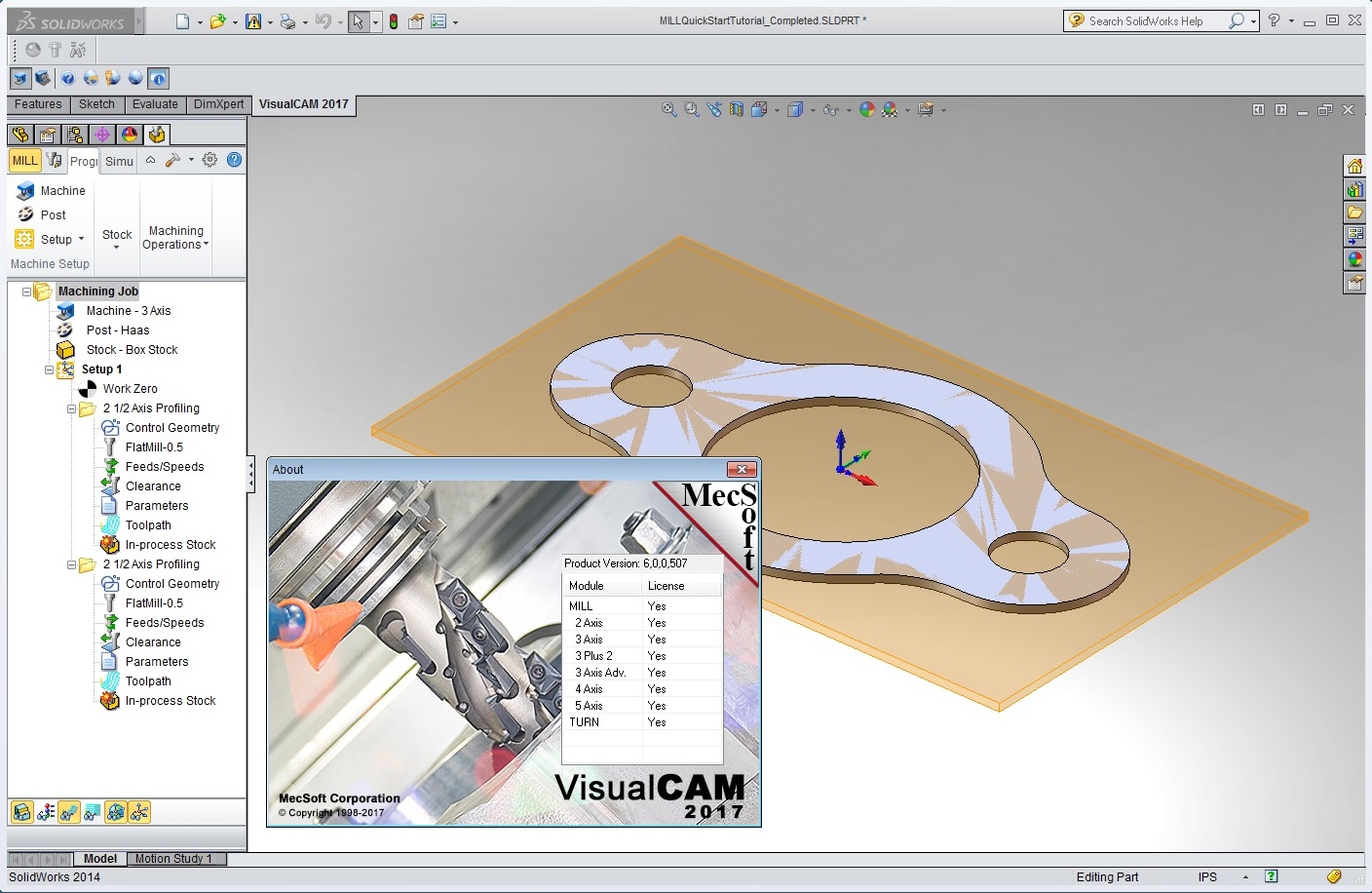 Working with MecSoft VisualCAM 2017 (v6.0.507) for SolidWorks 2010-2018
