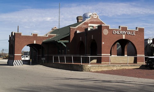 cherryvale kansas exatsf trainstation railroadstation depot brick
