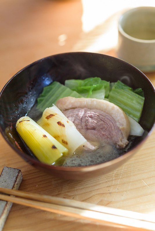 Duck meat and Japanese leeks pot cook