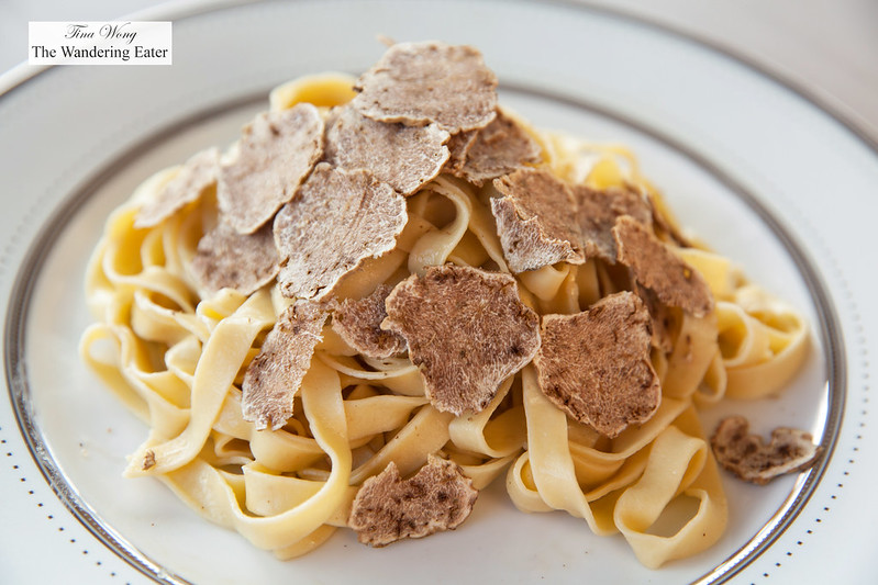 Homemade pasta with shaved white truffles