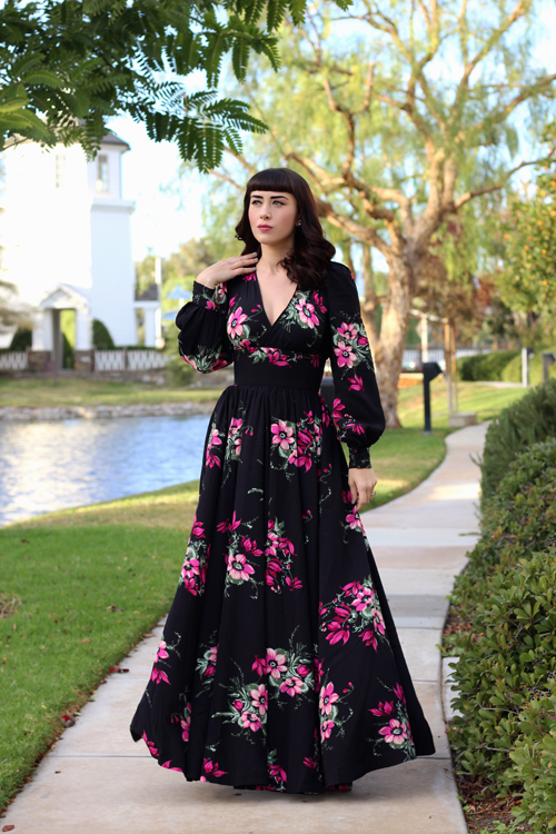 Trashy Diva Bianca Long Dress in Magenta Floral Southern California Belle