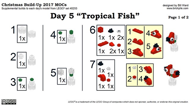 Christmas Build-Up 2017 Day 5 MOC "Tropical Fish" Instructions p1