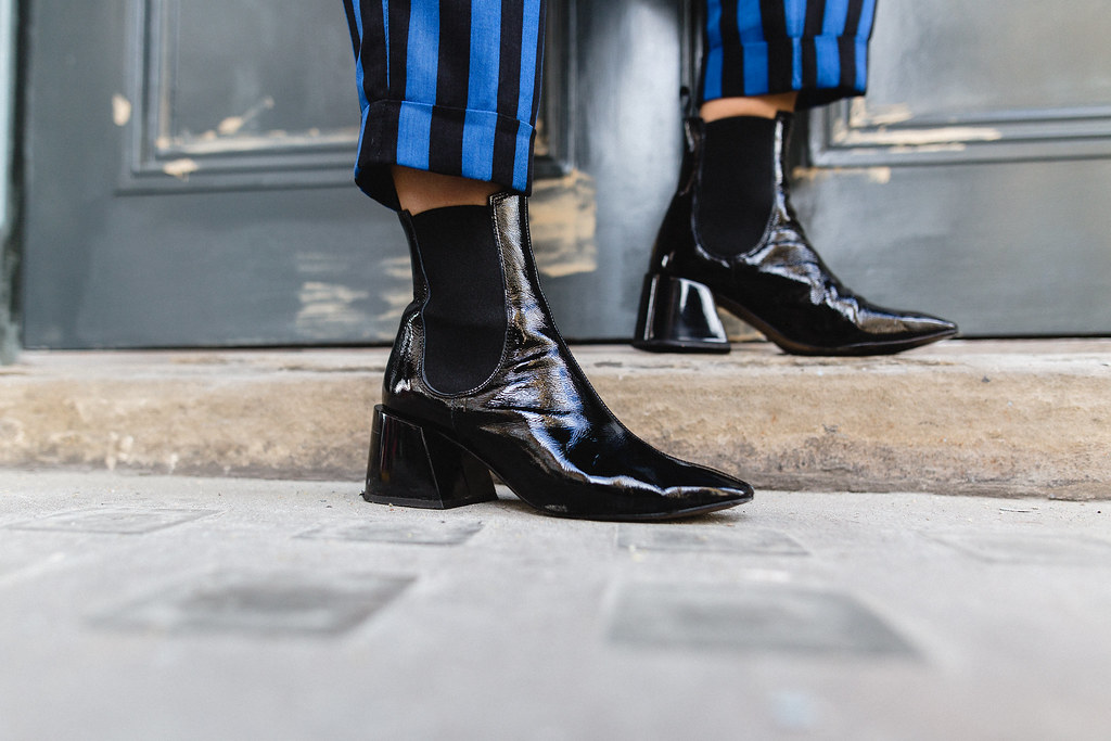 The Little Magpie Topshop Black and Blue Stripe Trousers