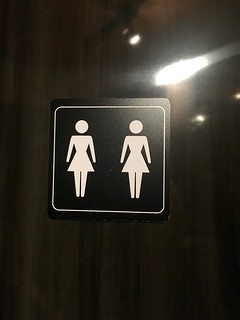 Bizarre two-person bathroom stall at Steamworks Pub
