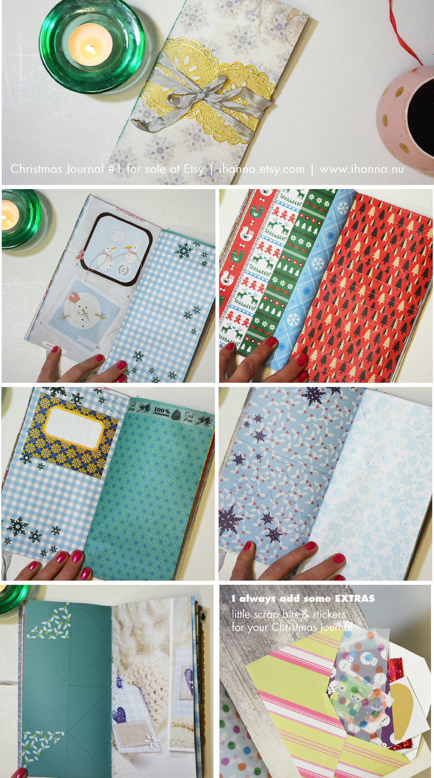 Spread in Christmas Junk Journal no 1 hand made by iHanna and for sale at ihanna.etsy.com #christmasjournal