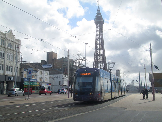 Tower + tram at Blackpool