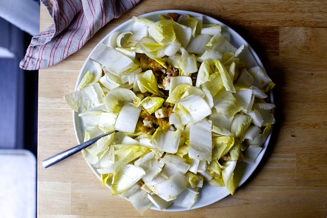 endive salad with toasted walnuts and breadcrumbs
