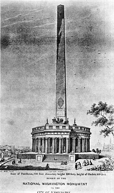 Sketch of the proposed Washington Monument by architect Robert Mills (circa 1836)