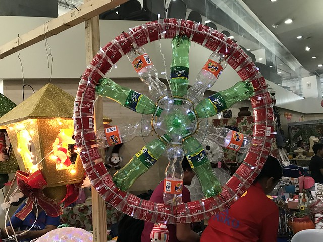 Christmas lantern made of plastic bottles