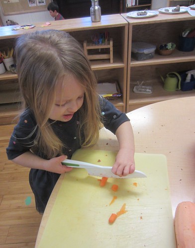 chopping carrots