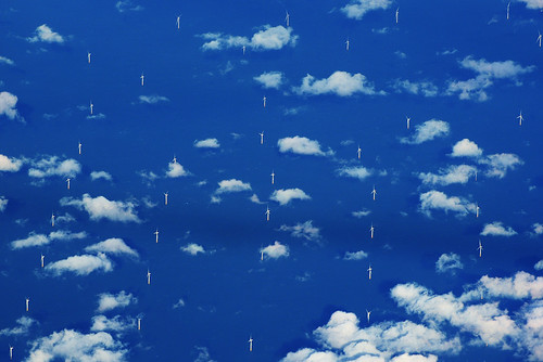 nikon d750 wind farm blue clouds turbine high sky englishchannel sea water white flight aircraft window shadows altitude