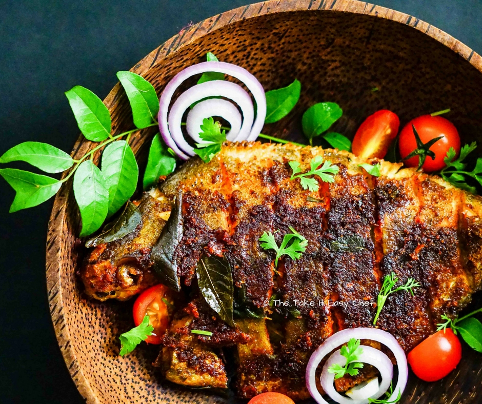 Kerala style fish fry - serve with a dash of lime