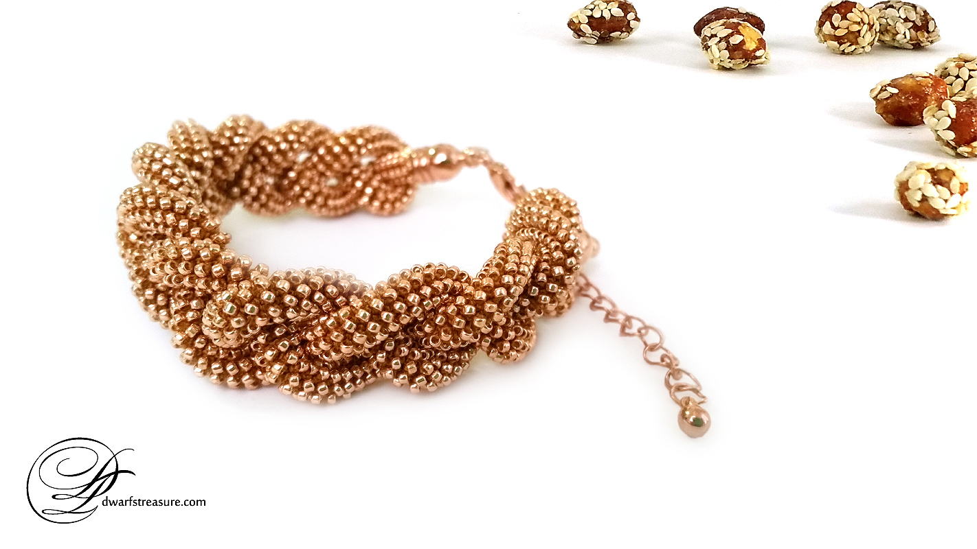 Exclusive pink gold beaded crochet custom made bracelet
