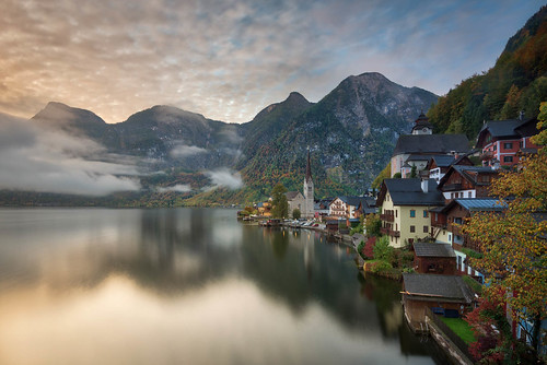 art austria caughtinpixels clouds country elevatedview fall fineart fineartphotography hallstatt hallstättersee highrise highangleview historic historiccentre jacobsurland lake landscape light reflections travel traveldestination travelandtourism tree trees unescoworldheritagesite warmlight water