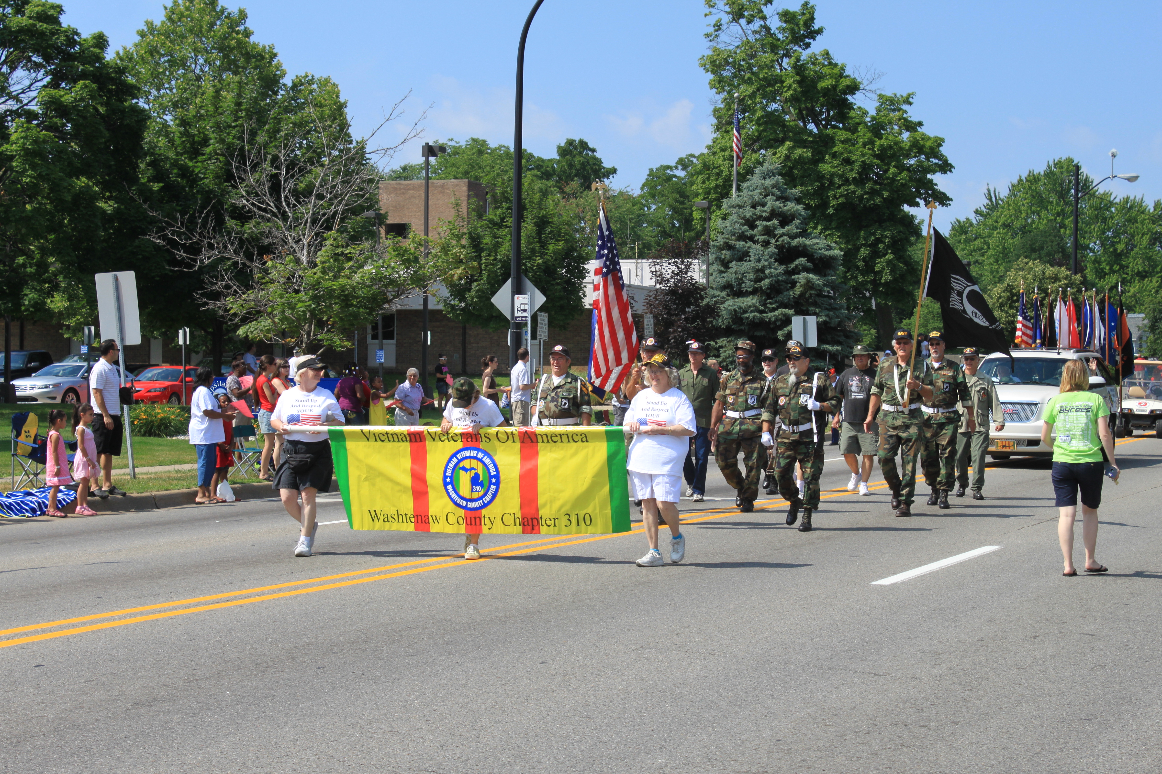 Members of the Vietnam Veterans of America marching in an Independence Day parade in Ypsilanti, Michigan. Photograph taken by Dwight Burdette on July 4, 2011.