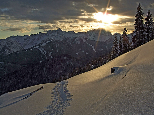 italia italy austria gorjane hiking outdoors landscape mountain evening sunset carnicalps julianalps winter snow