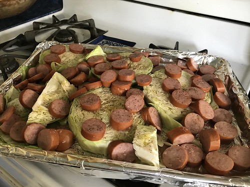 roasted kielbasa and cabbage