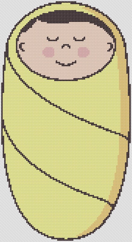 Preview of Swaddled sleeping baby: free baby cross stitch patterns download