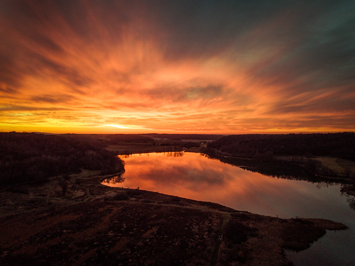 dane wisconsin unitedstates aerial drone dji mavic djimavic sunset silhouette color orange blue lake water pond indian county park indianindian