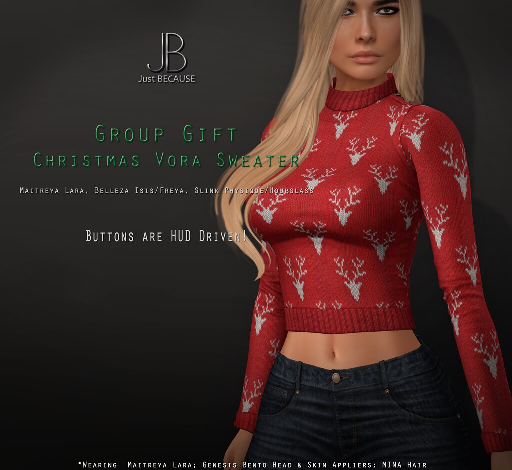 FREE Group Gift! Vora Christmas Sweater - Just Because - TeleportHub.com Live!