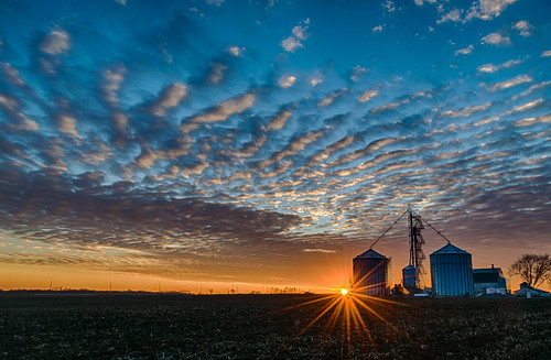 goshen hdr indiana nikon nikond5300 outdoor barn blue clouds farm geotagged orange rural sky sunburst sunset unitedstates