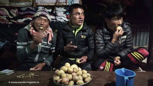 Boiled potatoes for Dinner at Namche