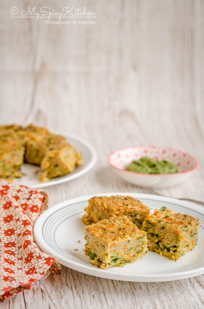 Cubes of Instant pot savory cake in a plate.