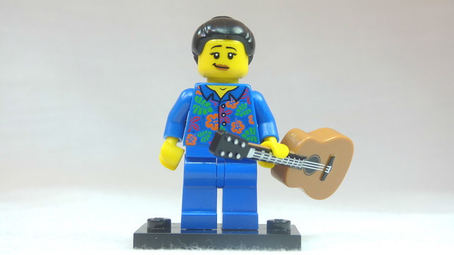 Brick Yourself Custom Lego Figure Girl in Blue Pyjamas with Guitar