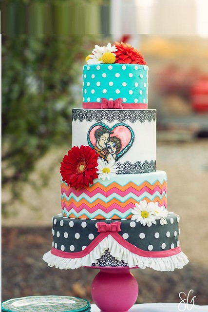 Rockabilly Themed Wedding Cake by Sabrina Miller of Cakin' It Up