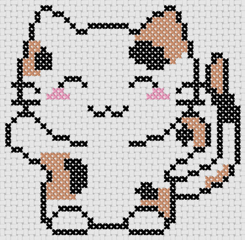 Preview of Cross stitch simple anime: Kitten Anime