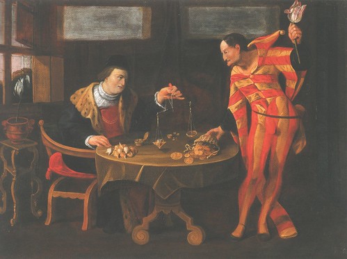 Торговец и тюльпаноман. Картина-карикатура середины XVII века