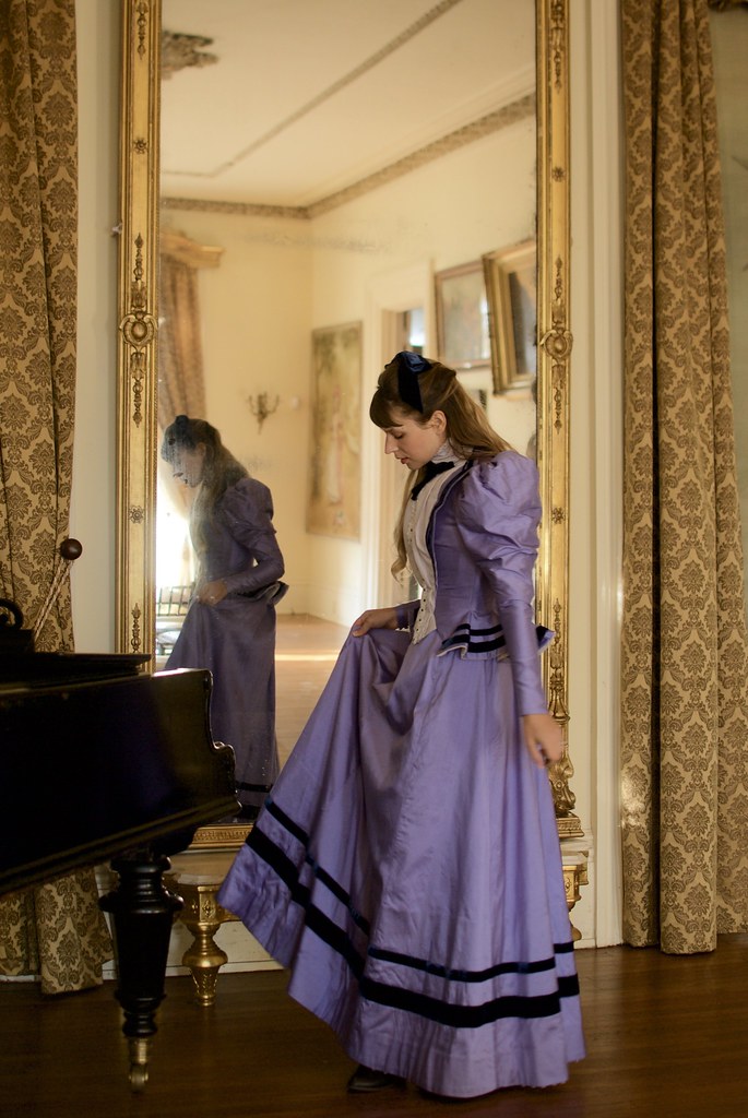 Periwinkle Silk Dupioni 1890's Walking Dress
