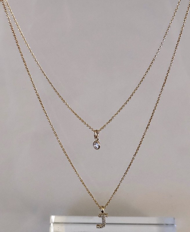  LOFT Layered Pave Initial Necklace