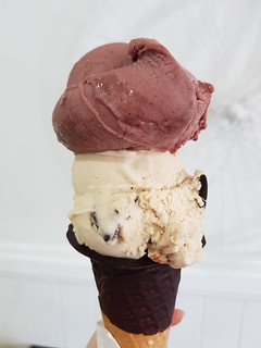 Peanut Butter Chocolate Chip and Acai Pomegranate at Ciao Gelato