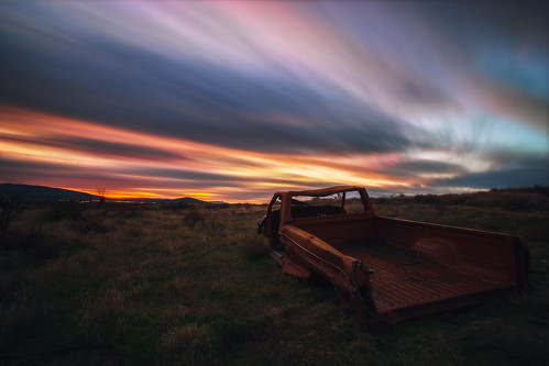 abandoned rusty old explore exploration desert pasco richland kennewick tricities washington sunset longexposure sky skyscape colorful clouds colors auto automobile automotive lost sony a6000 sonya6000 rokinon 12mm rokinon12mm