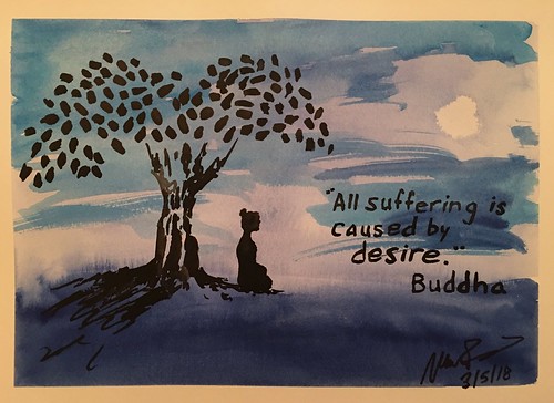 illustration sketch watercolor monochrome blue suffering buddhism buddha