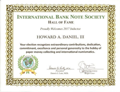 Hoard Daniel IBNS Hall of Fame certificate
