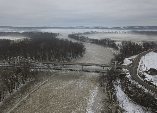 muskingum river bridge water winter ice iceformations ohio ohiofoothills mavicpro drone ariel dresden