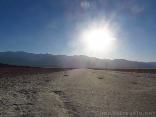 Evening on the salt flats of Badwater Basin in Death Valley National Park, California
