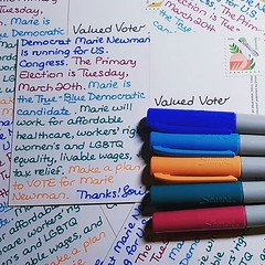 Five more #PostcardsToVoters for Marie Newman. @marie4congress #IL03