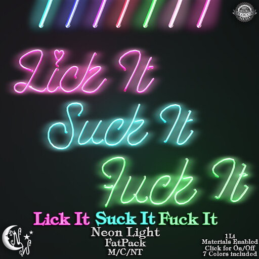 *NW* Lick It Suck It Fuck It Neon Lights Fatpack