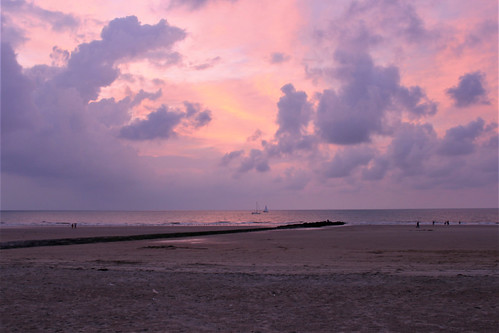 sunset on beach of Mariakerke