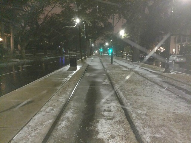 Streetcar tracks in the snow