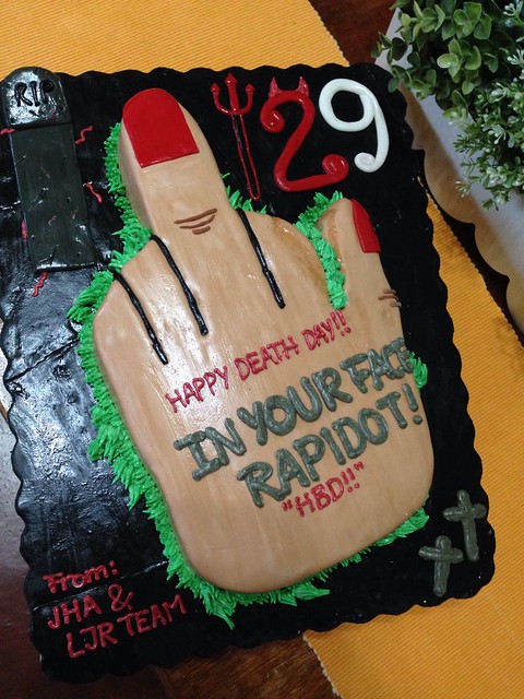Mid Finger Death Day Themed Cake by Reinze