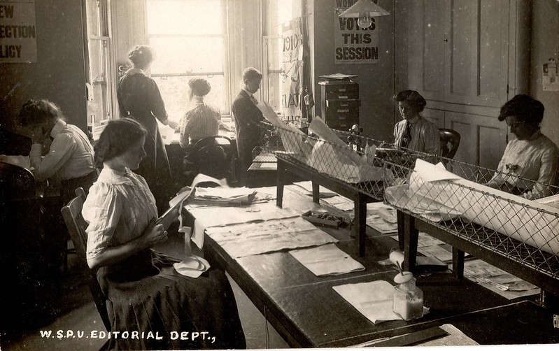 Editorial department, WSPU offices at Clement's Inn, 1911. TWL 2002 479. LSE