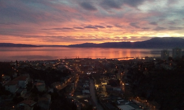 Rijeka Bay in sunset