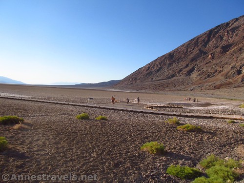 The boardwalk out onto Badwater Basin from the parking area, Death Valley National Park, California
