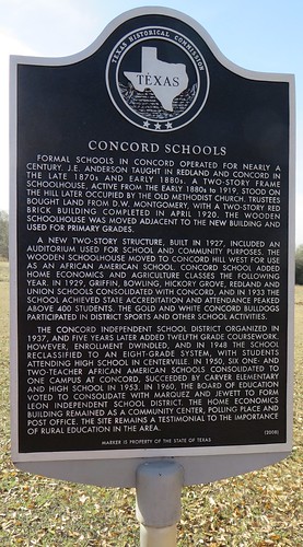 texas tx texashistoricalmarkers easttexas leoncounty concord schools northamerica unitedstates us