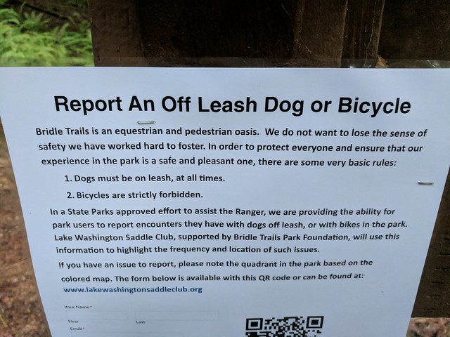 Bridle Trails: Report Off-Leash Bicycles