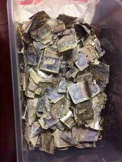 Damaged banknote haul in Burnley England